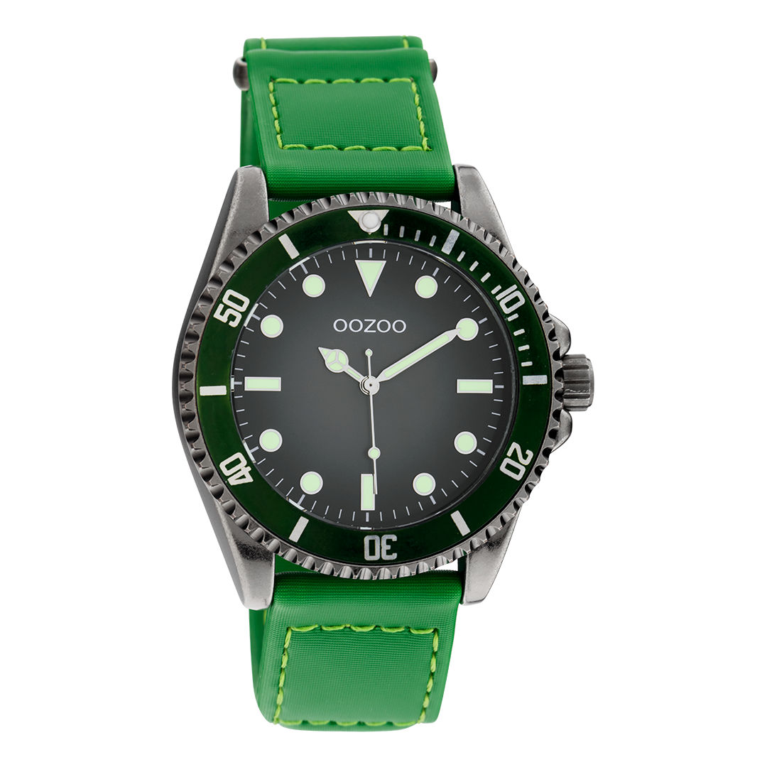 Titanium OOZOO watch with green velcro strap - C11010