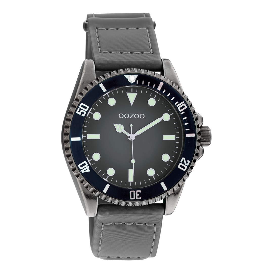 Titanium OOZOO watch with grey velcro strap - C11011