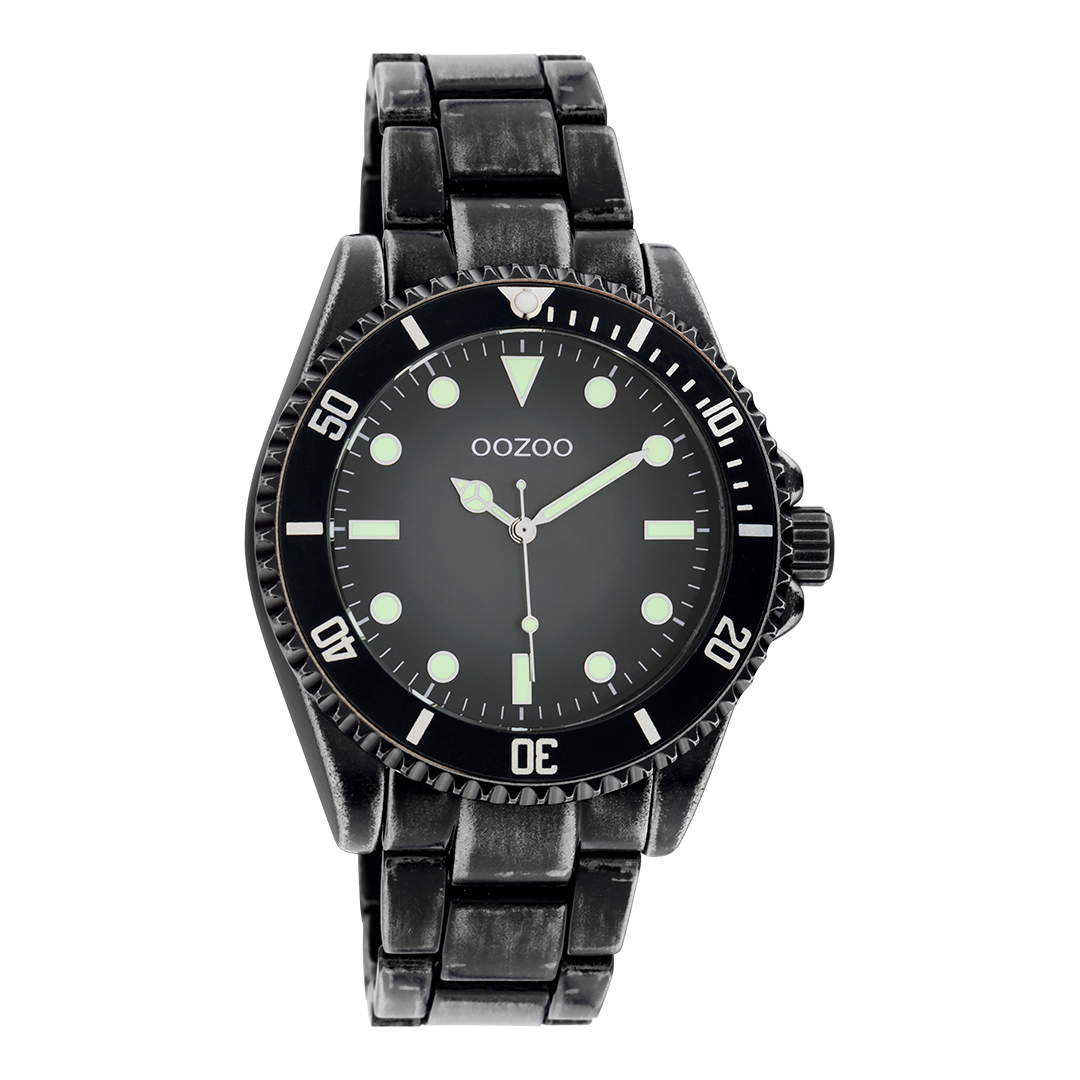 Black OOZOO watch with stainless steel bracelet - C11014
