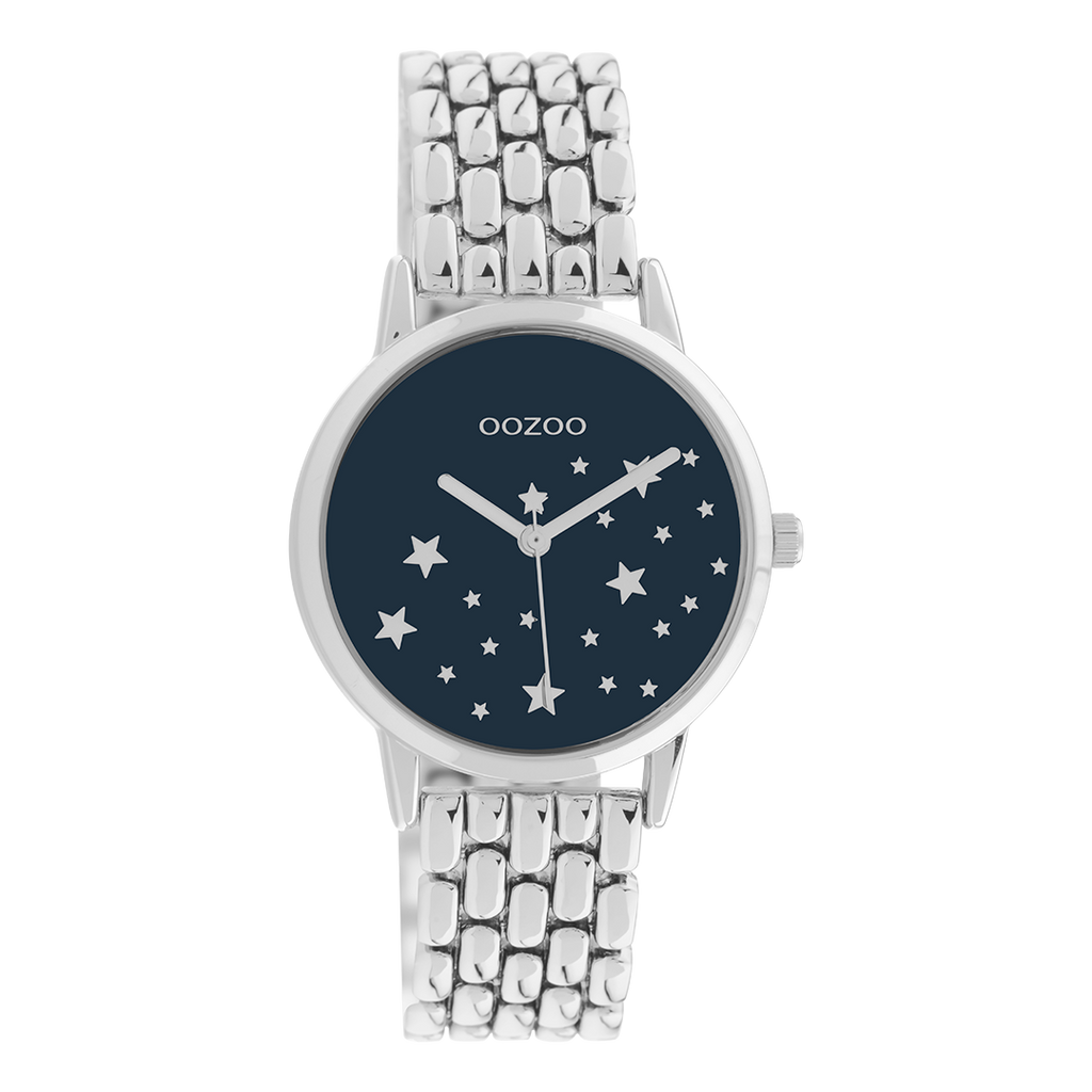 Silver coloured OOZOO watch with silver coloured stainless steel bracelet - C11026