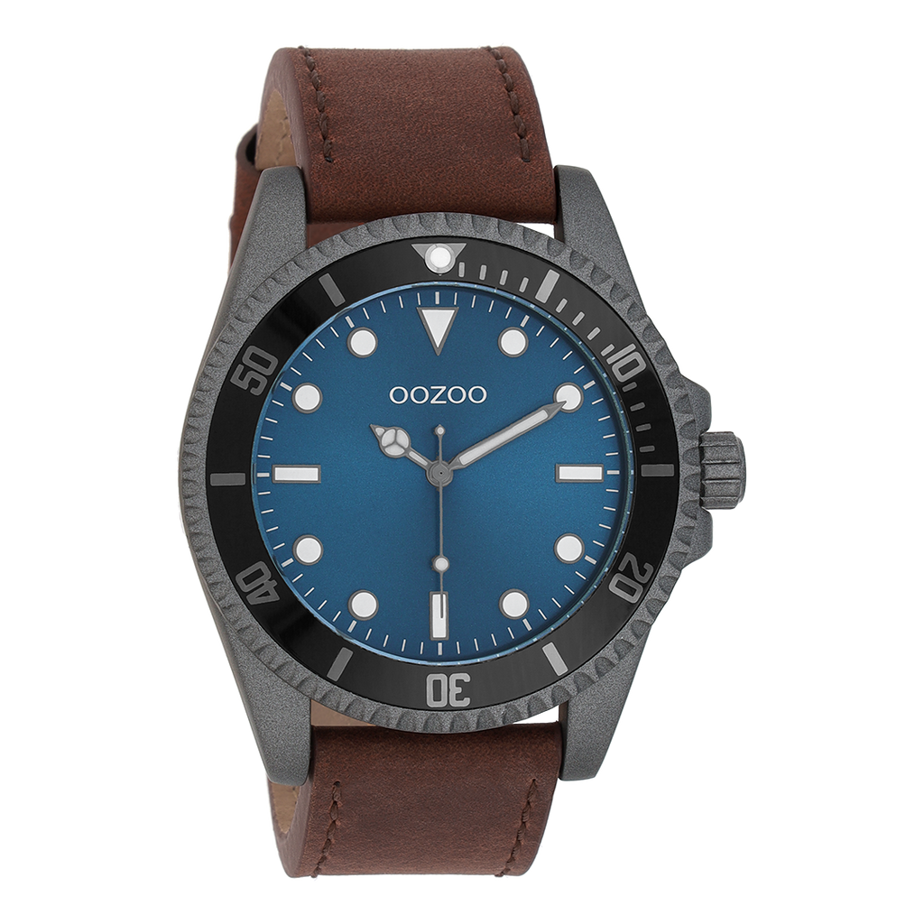 Dark grey  OOZOO watch with brown  leather strap - C11116