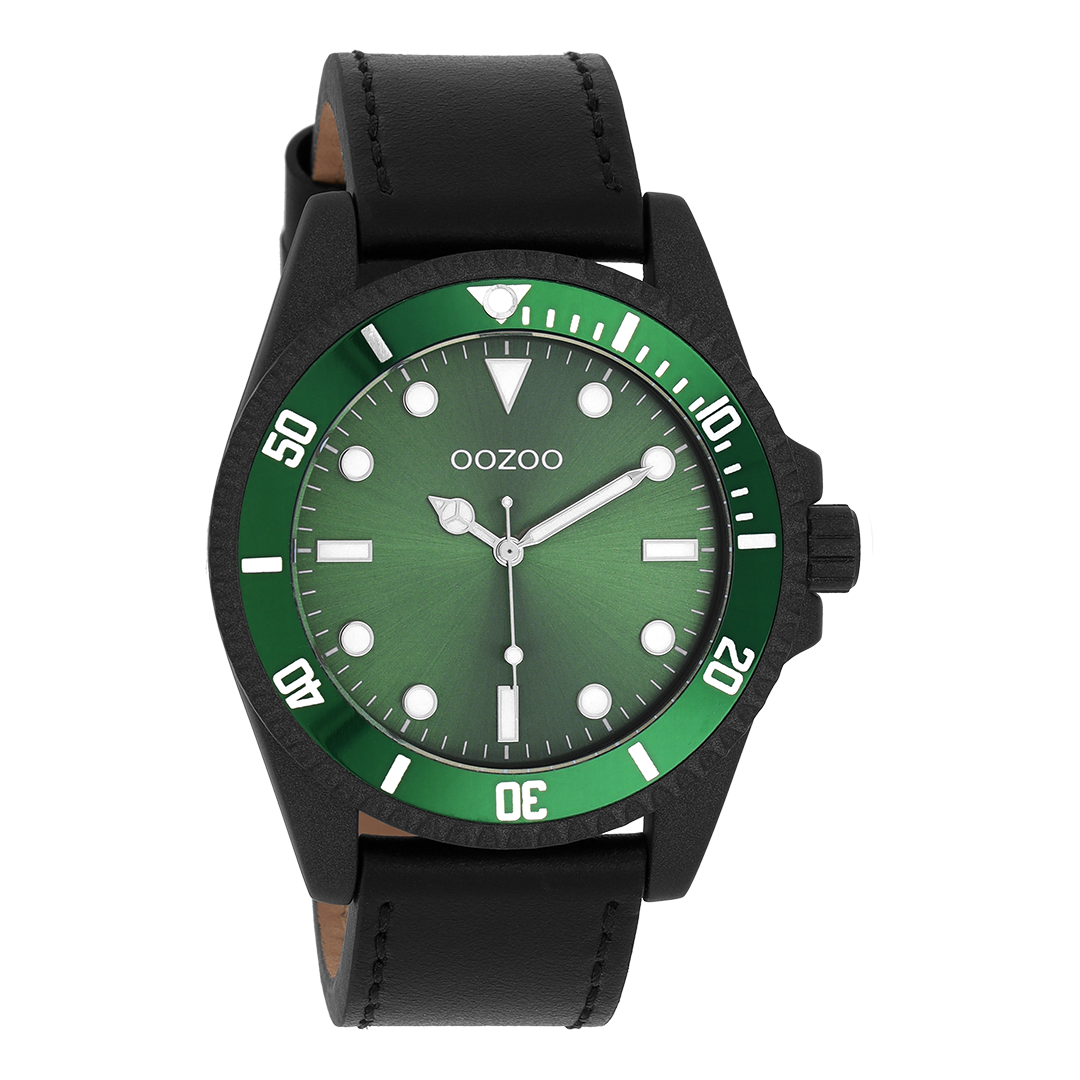Black OOZOO watch with leather strap - C11117