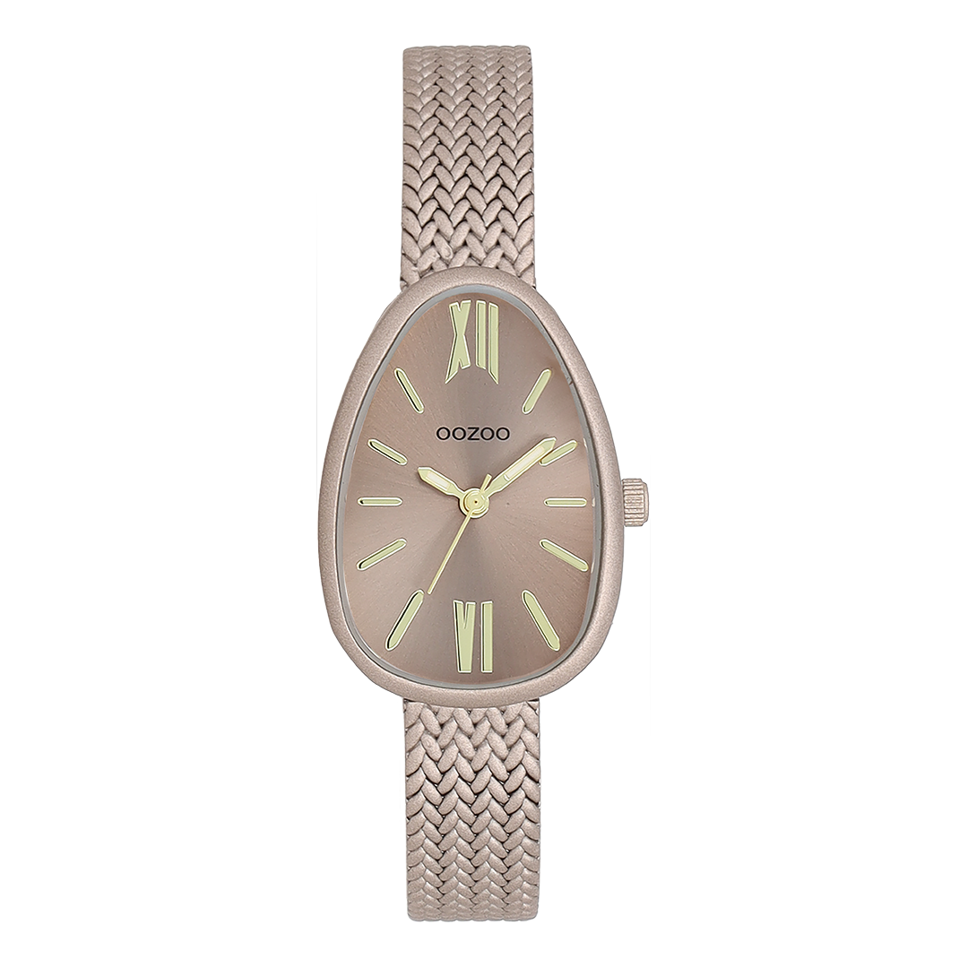 Oozoo watch with braided strap on a white background