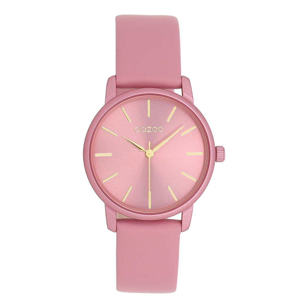 Pink OOZOO watch with leather strap - C11731