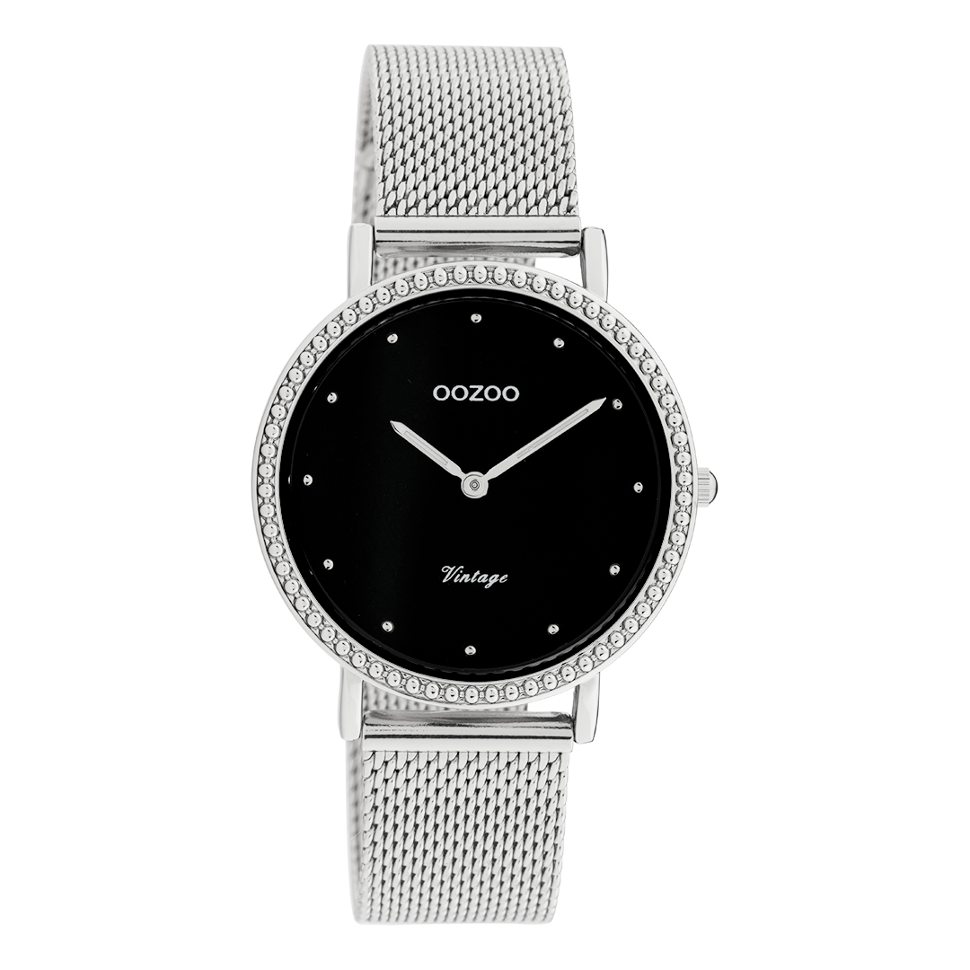 Silver coloured OOZOO watch with metal mesh bracelet - C20052