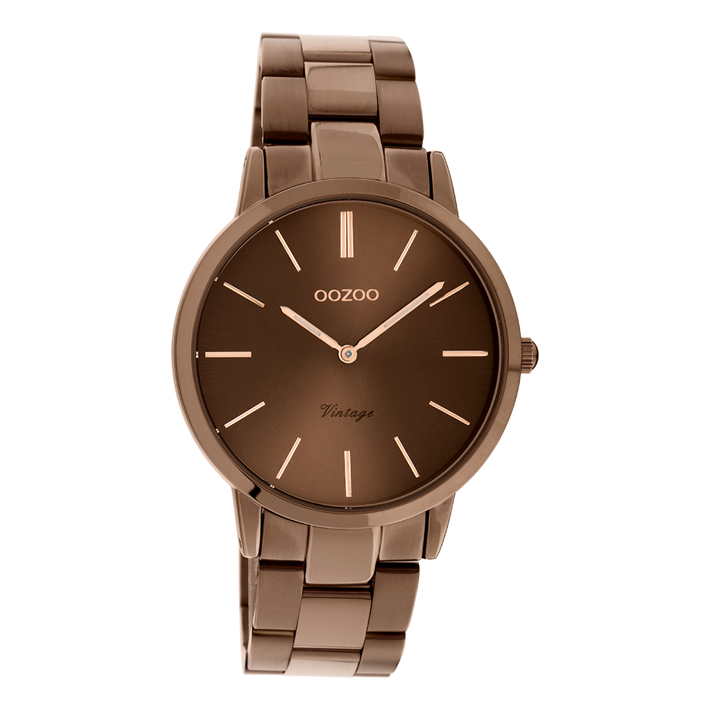 Brown OOZOO watch with brown stainless steel bracelet - C20106