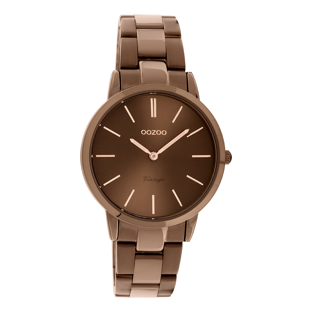 Brown OOZOO watch with brown stainless steel bracelet - C20109