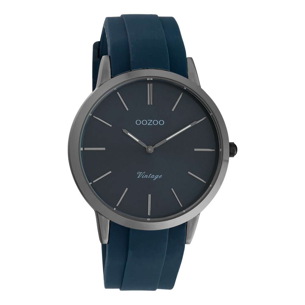 Titanium OOZOO watch with dark blue rubber strap - C20171