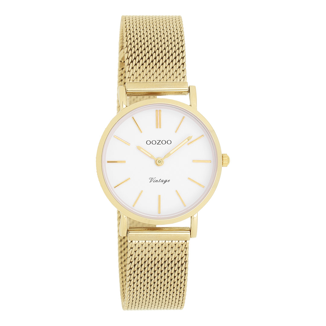 Gold coloured OOZOO watch with metal mesh bracelet - C20231