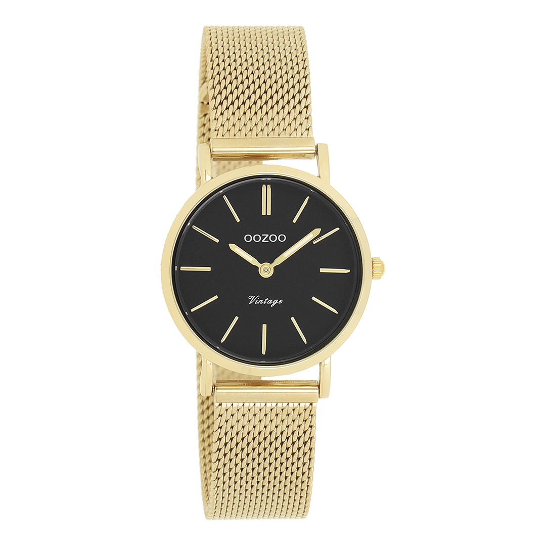 Gold coloured OOZOO watch with metal mesh bracelet - C20232