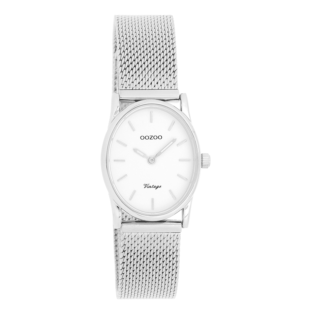 Silver coloured OOZOO watch with metal mesh bracelet - C20256