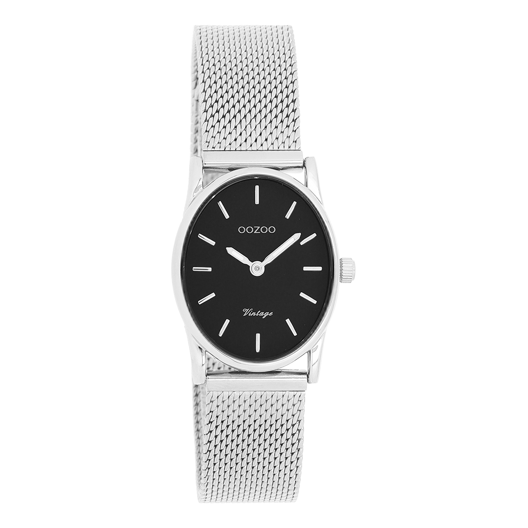 Silver coloured OOZOO watch with metal mesh bracelet - C20257