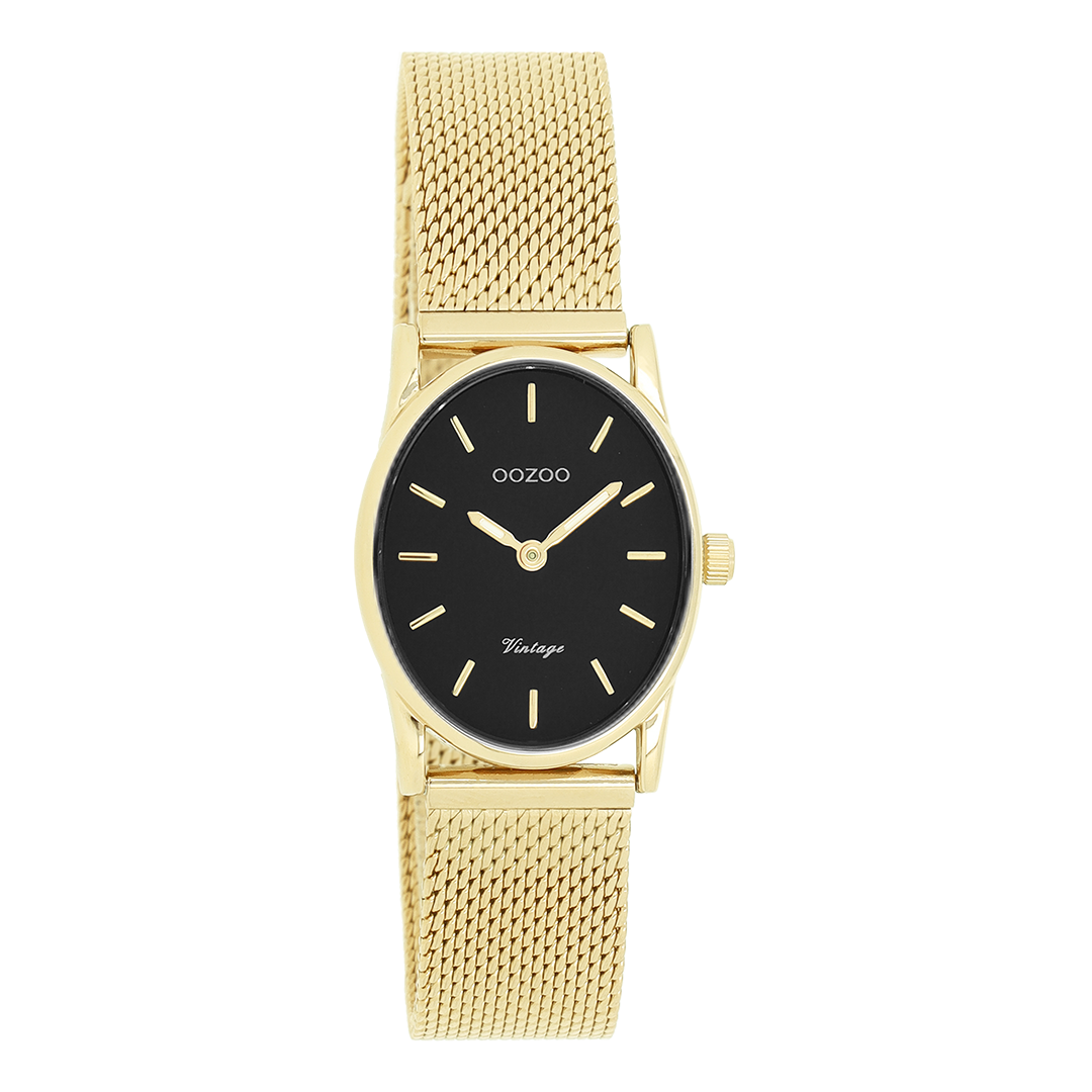 Gold coloured OOZOO watch with metal mesh bracelet - C20259