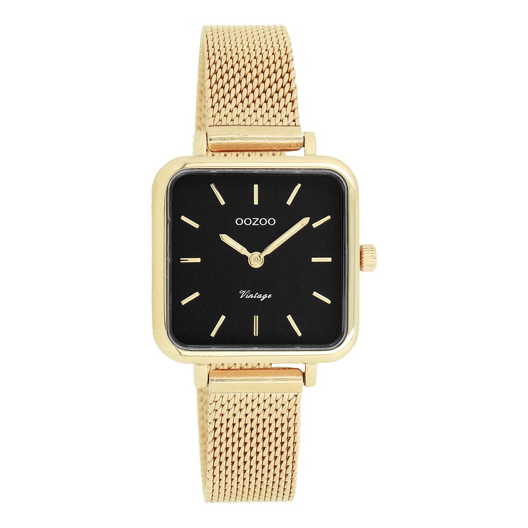 Gold coloured OOZOO watch with metal mesh bracelet - C20264