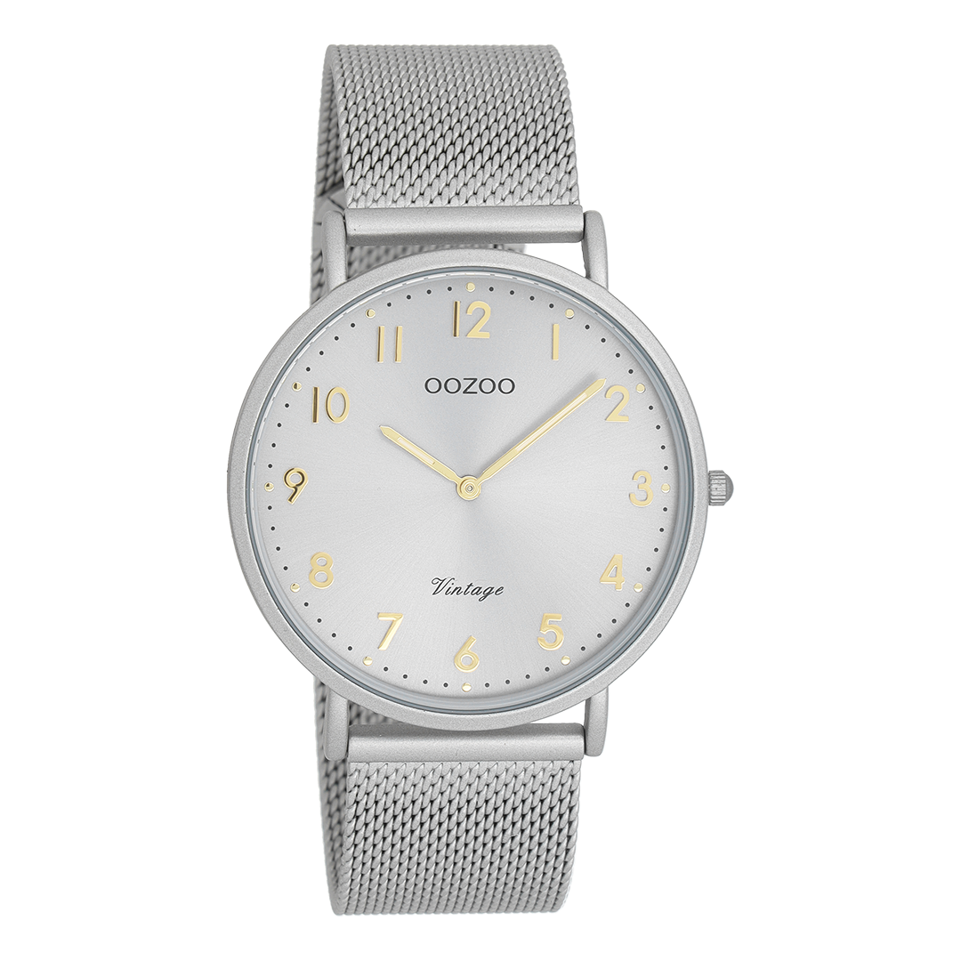 Light grey OOZOO watch with metal mesh bracelet - C20379