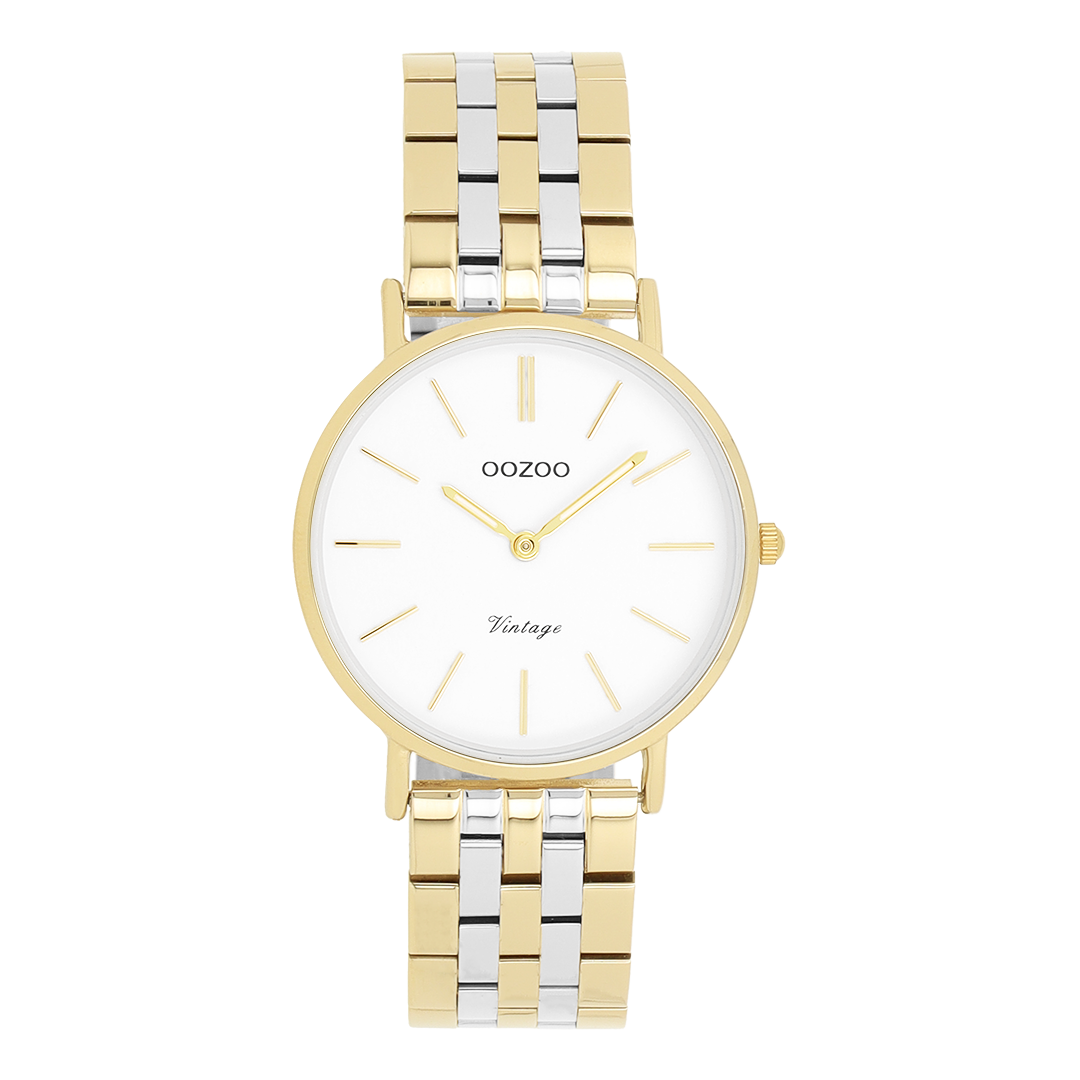 Gold coloured OOZOO watch with silver coloured/gold stainless steel bracelet - C20407
