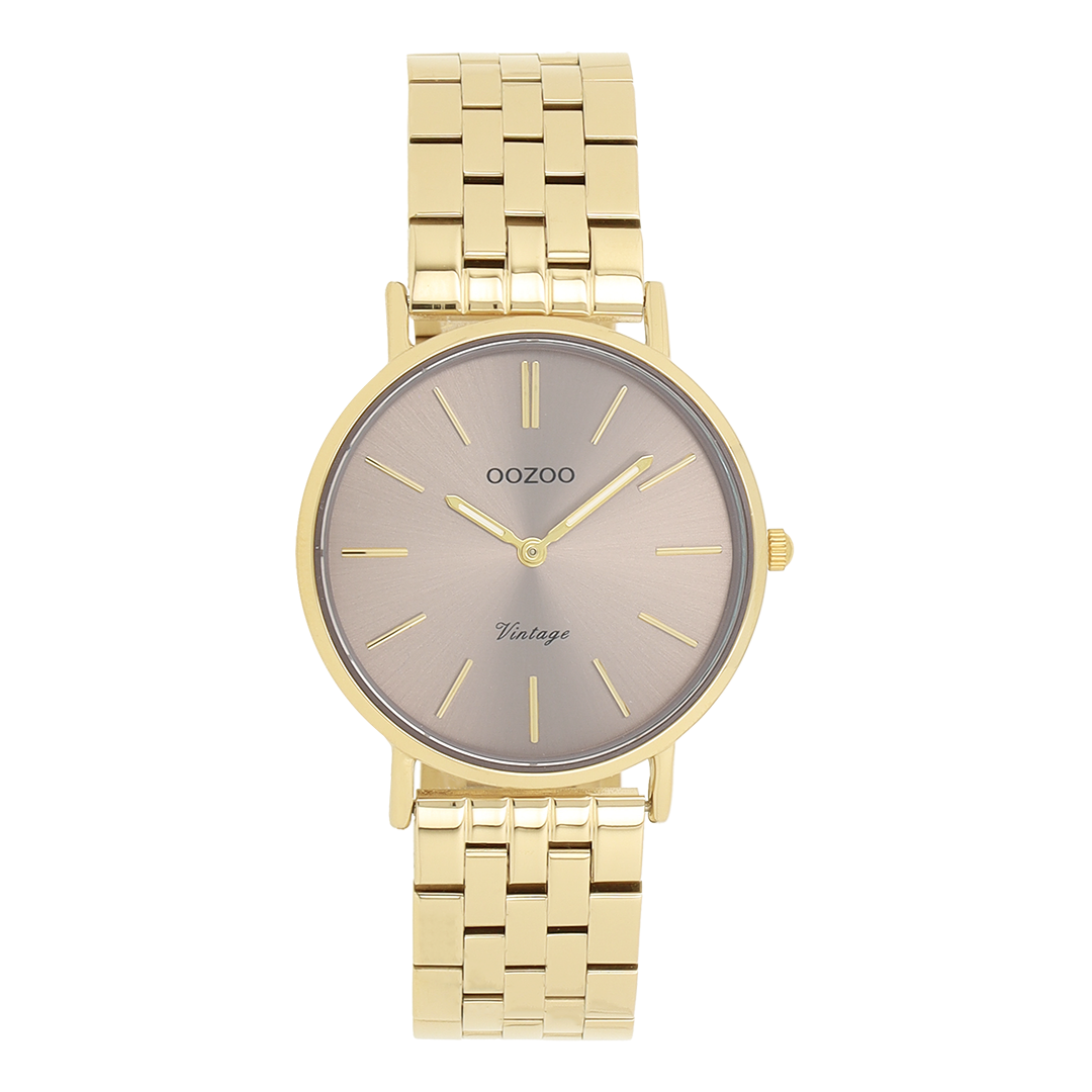 Gold coloured OOZOO watch with stainless steel bracelet - C20408