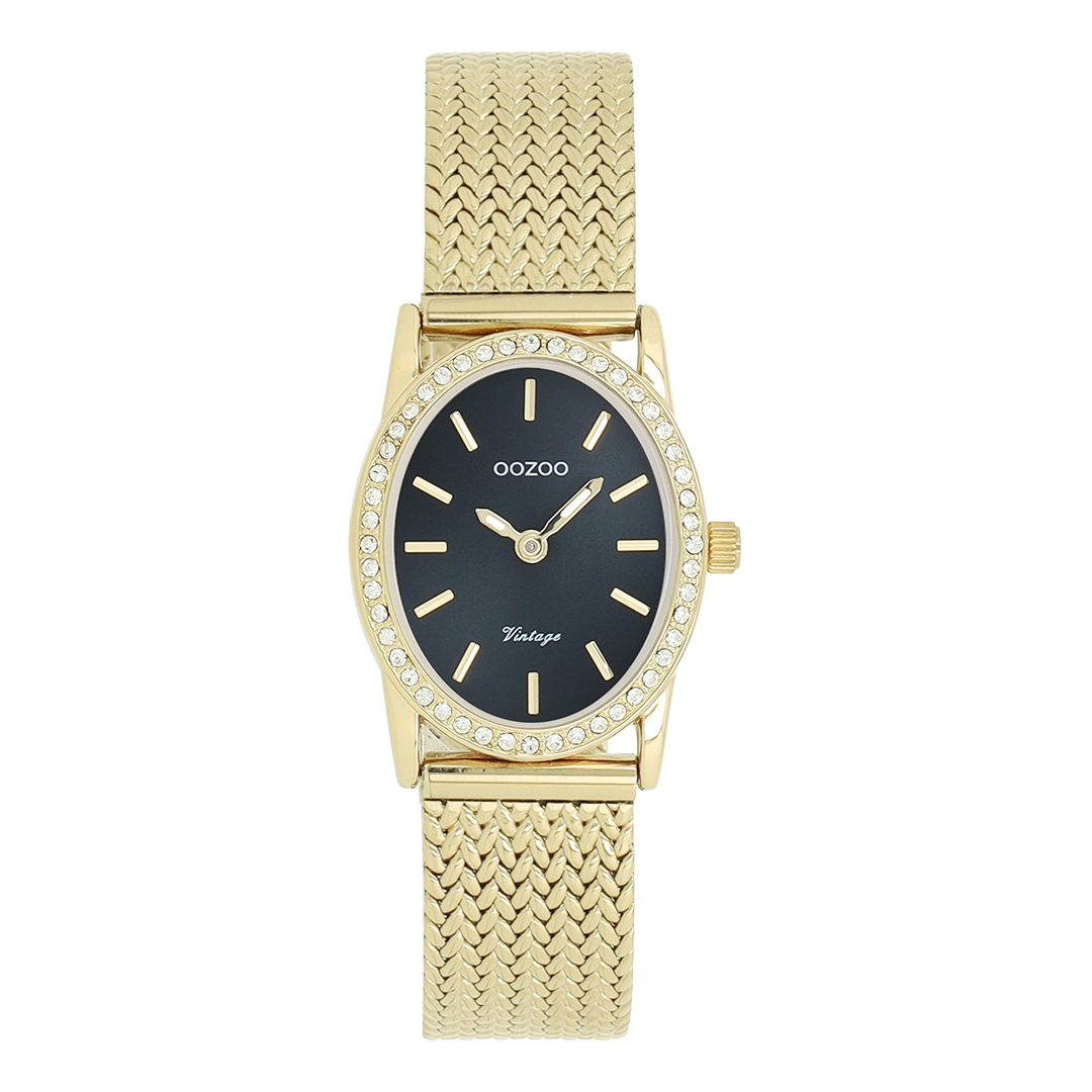 Gold coloured OOZOO watch with metal v-mesh bracelet - C20434