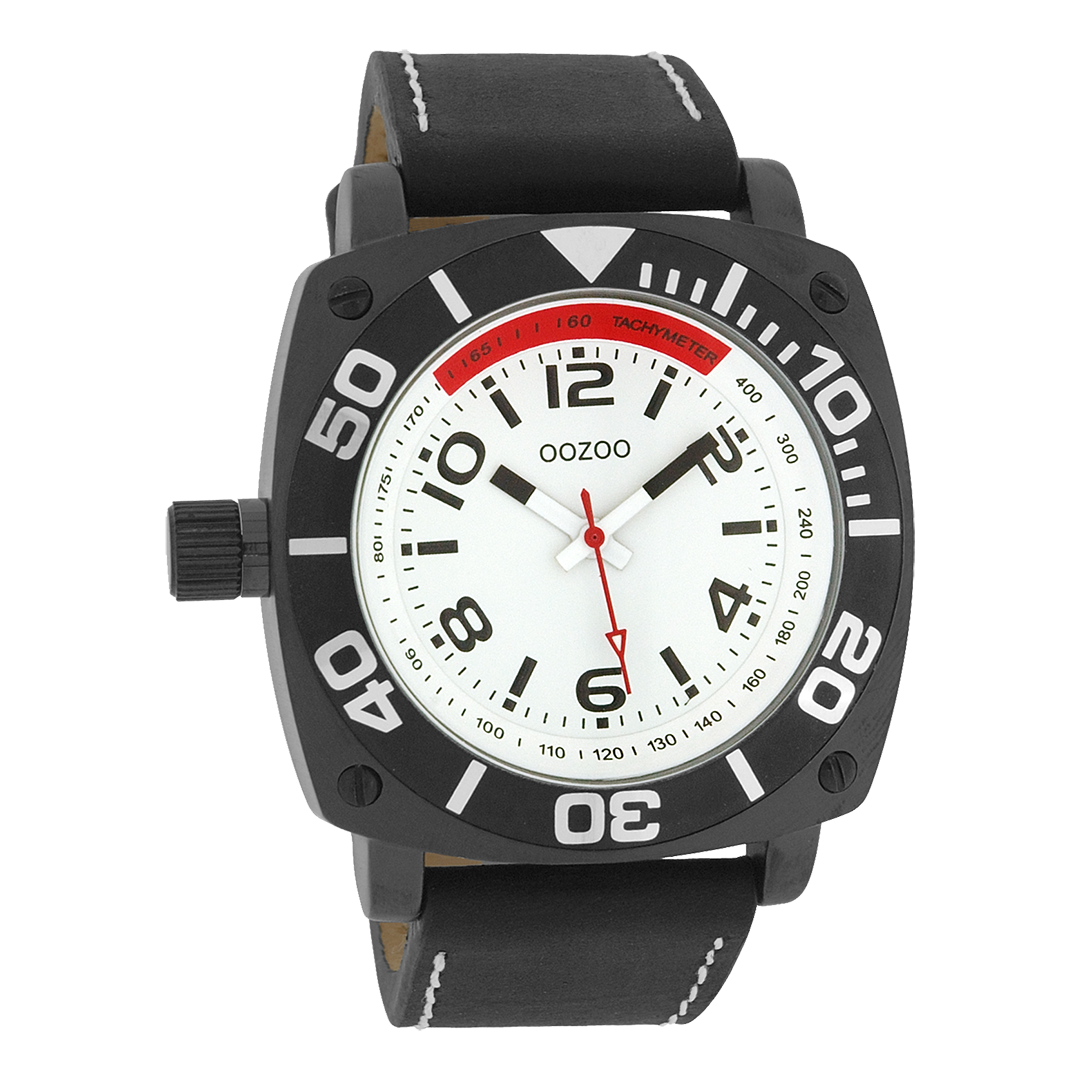 Black OOZOO watch with leather strap - C2283