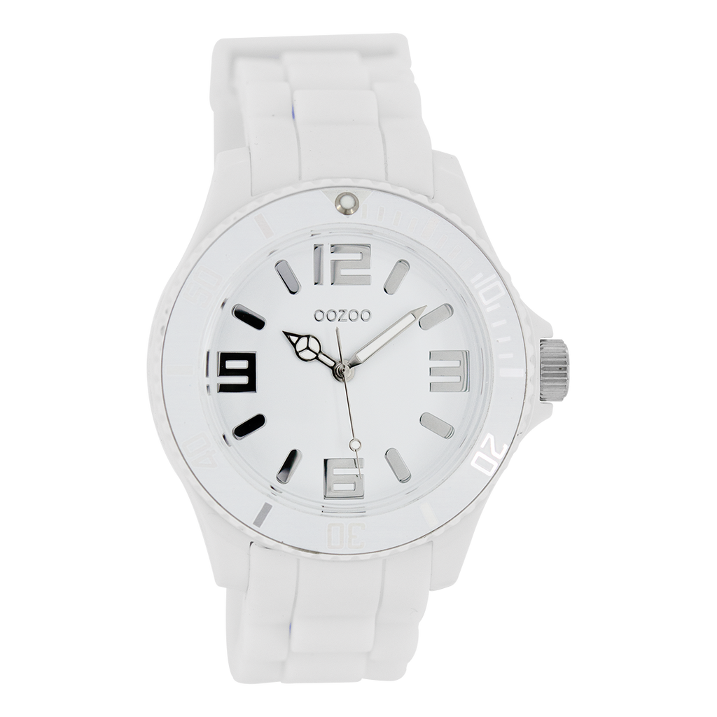 White OOZOO watch with white rubber strap - C4172