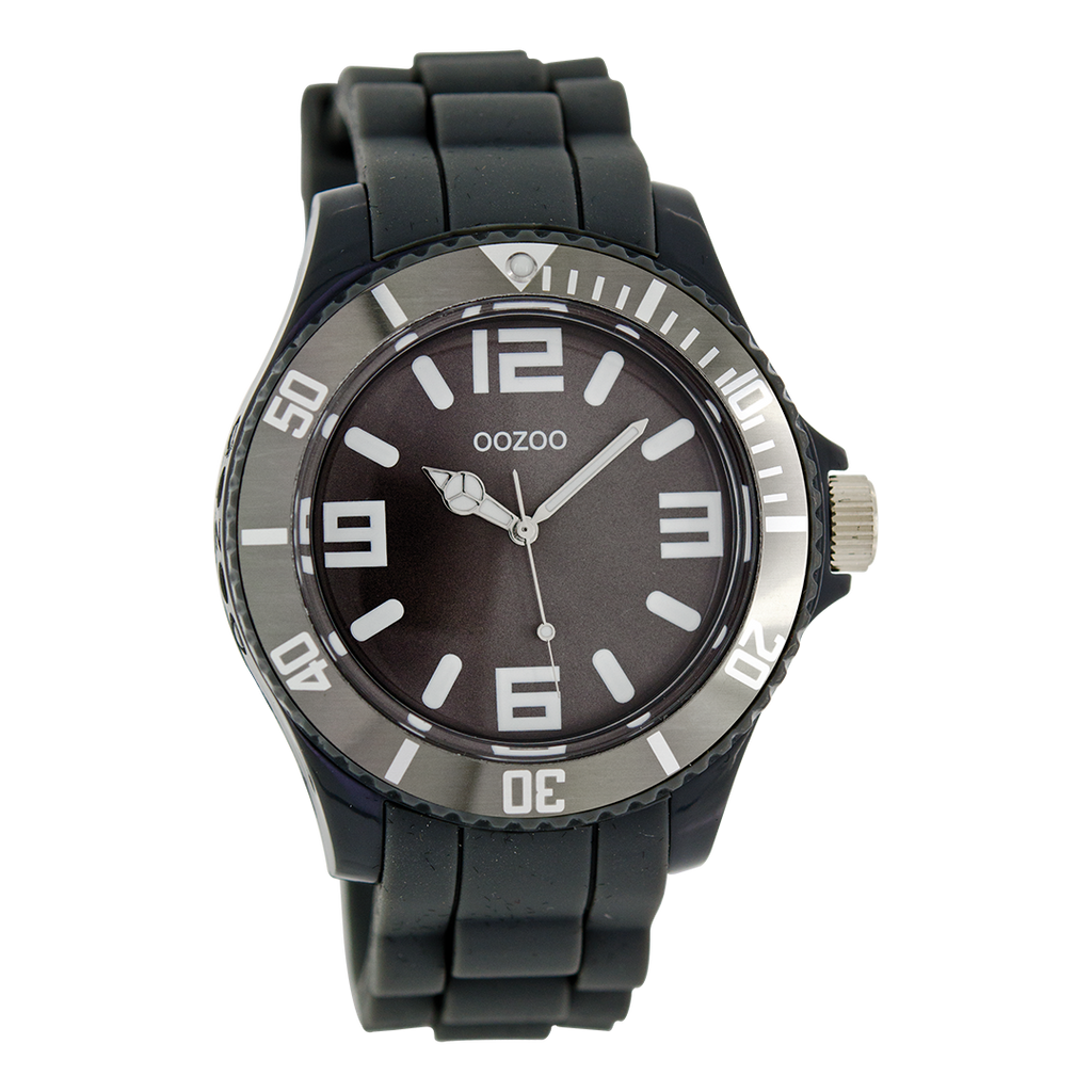 Dark grey  OOZOO watch with dark grey  rubber strap - C4173