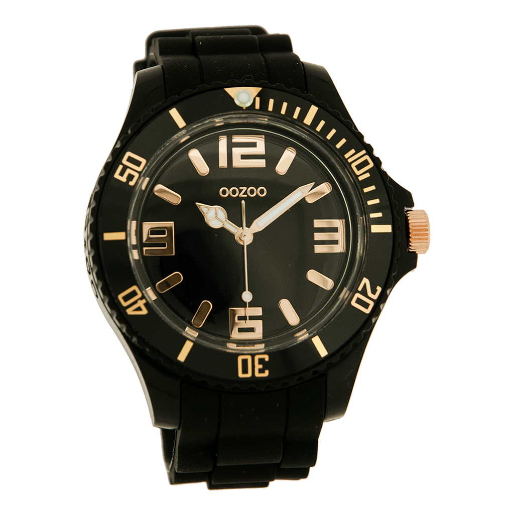 Black OOZOO watch with black rubber strap - C4278