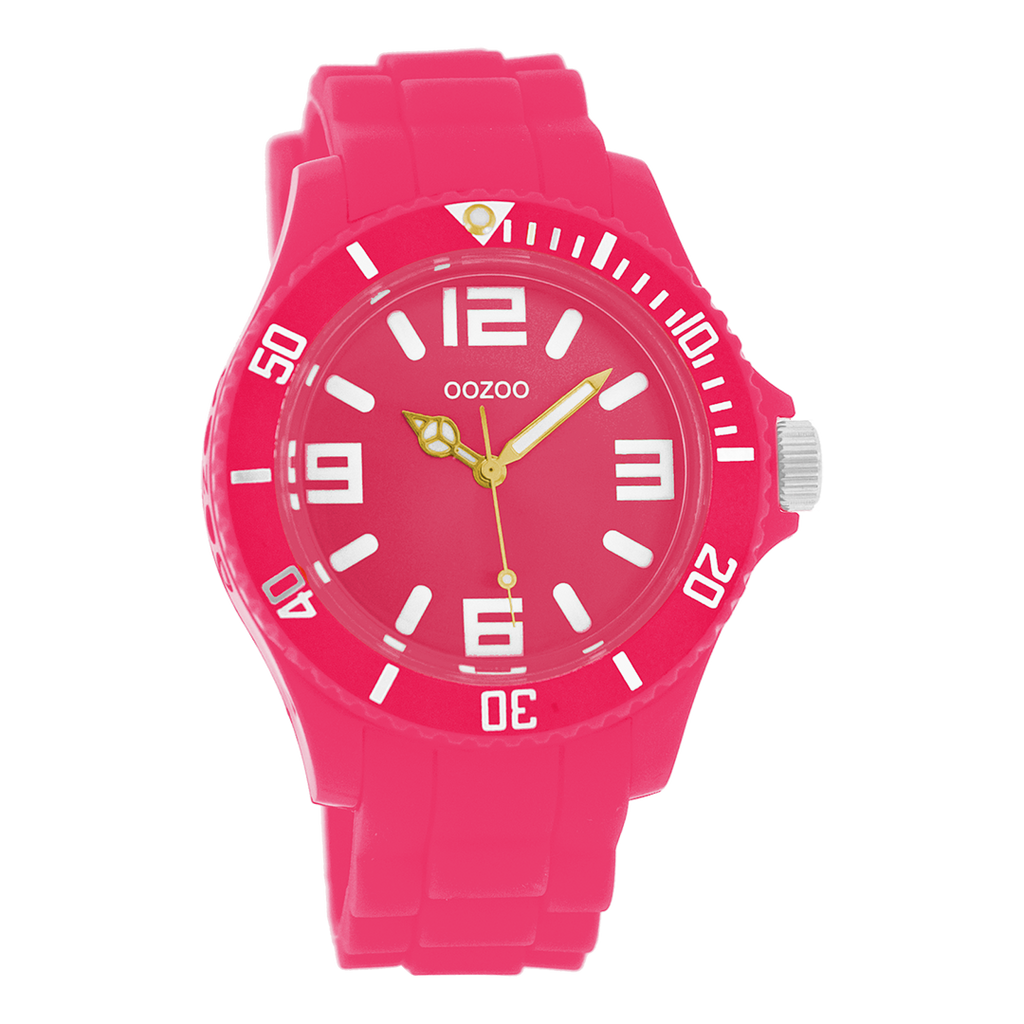 Fluo pink OOZOO watch with fluo pink rubber strap - C4282