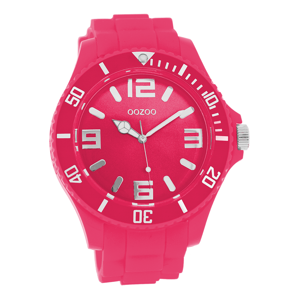 Fluo pink OOZOO watch with fluo pink rubber strap - C4334