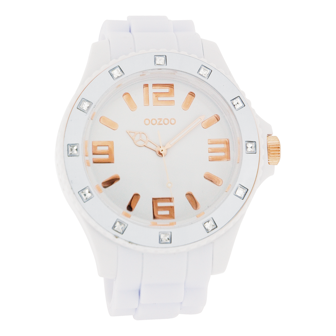 White OOZOO watch with rubber strap - C4337