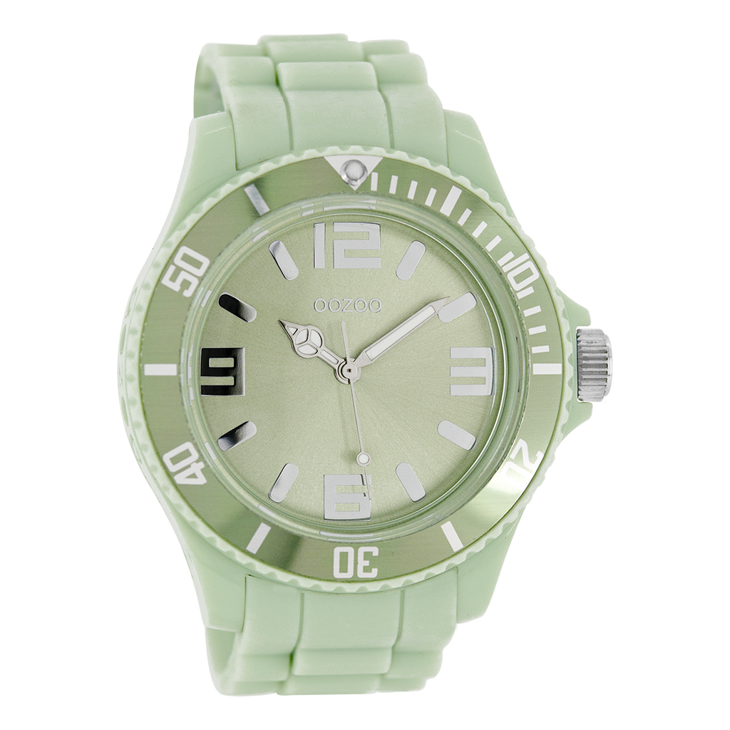 Jade green OOZOO watch with jade green rubber strap - C4343