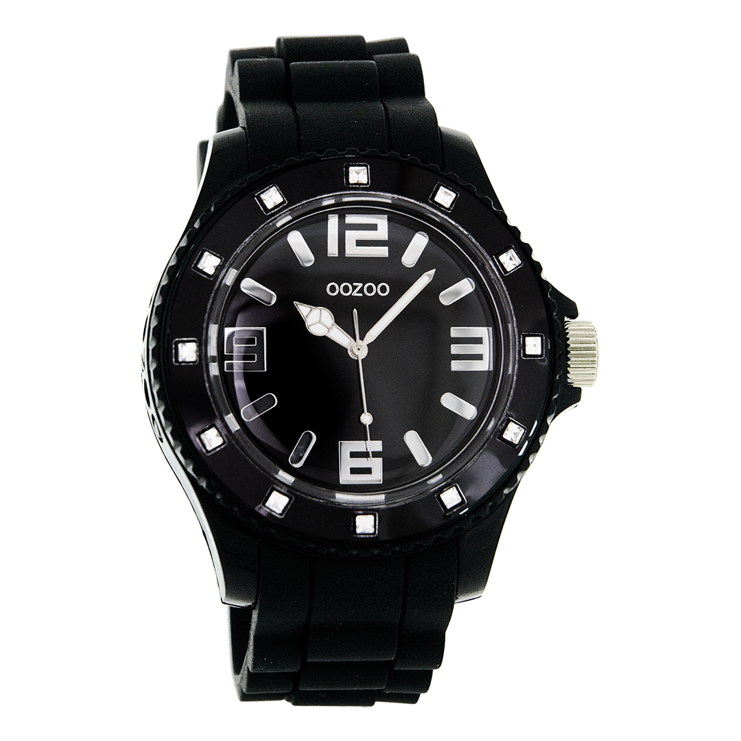 Zwarte OOZOO horloge met rubber band - C4360