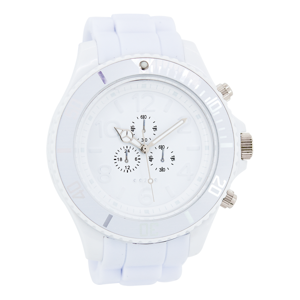 White OOZOO watch with white rubber strap - C4822