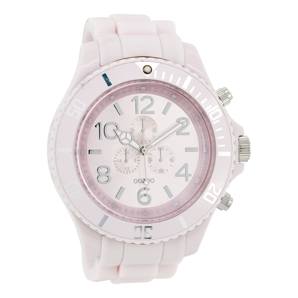 Old pink OOZOO watch with old pink rubber strap - C4823