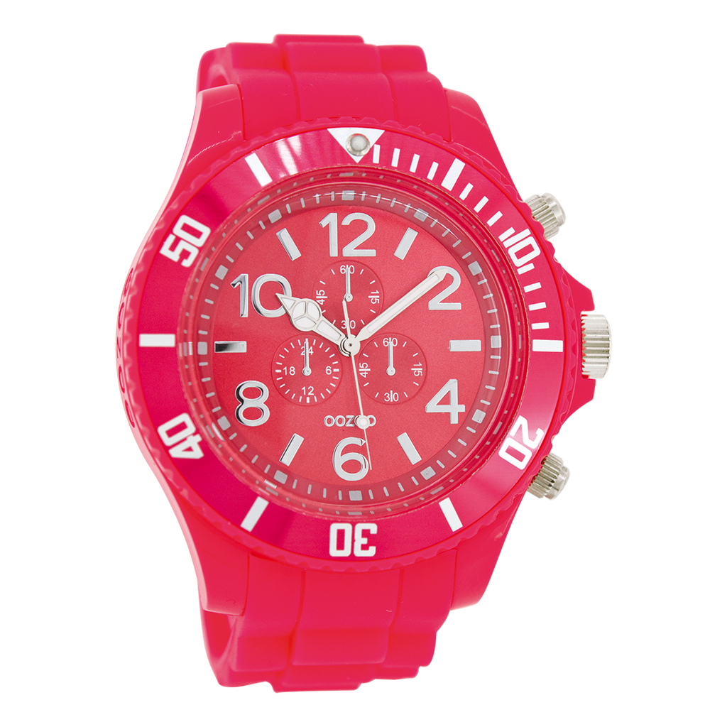 Fluo pink OOZOO watch with fluo pink rubber strap - C4827