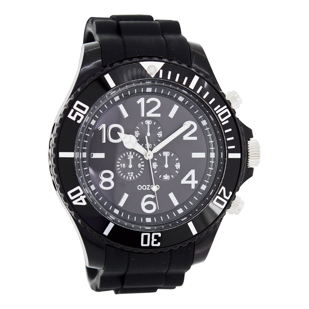 Black OOZOO watch with black rubber strap - C4829