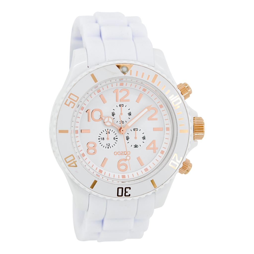 White OOZOO watch with white rubber strap - C4831