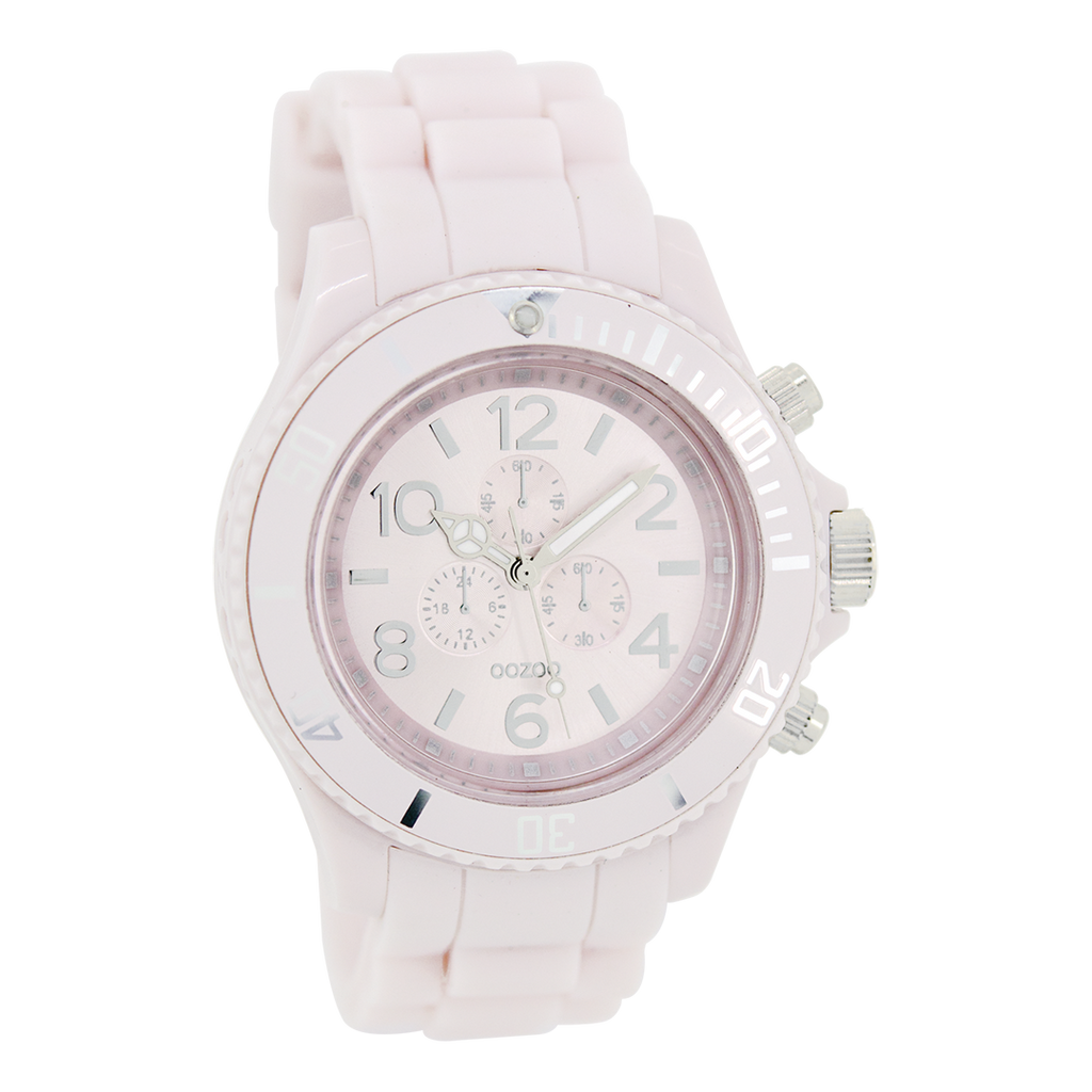 Old pink OOZOO watch with old pink rubber strap - C4833