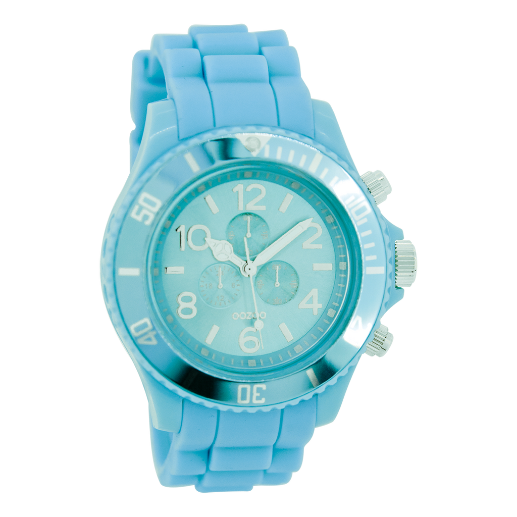 Light blue OOZOO watch with light blue rubber strap - C4834