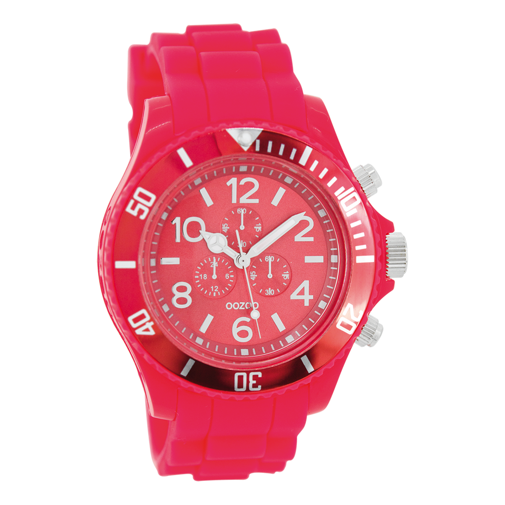 Fluo pink OOZOO watch with fluo pink rubber strap - C4837