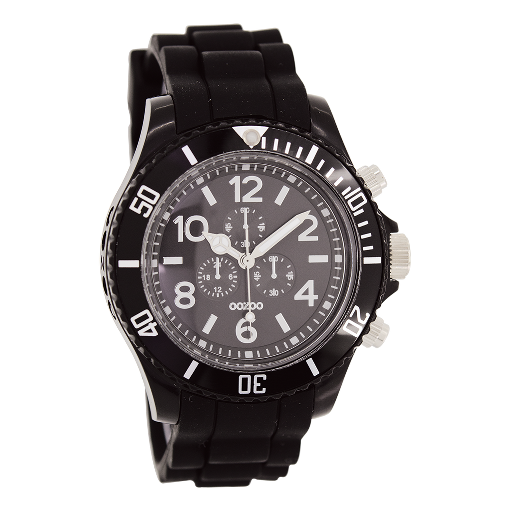 Black OOZOO watch with black rubber strap - C4839