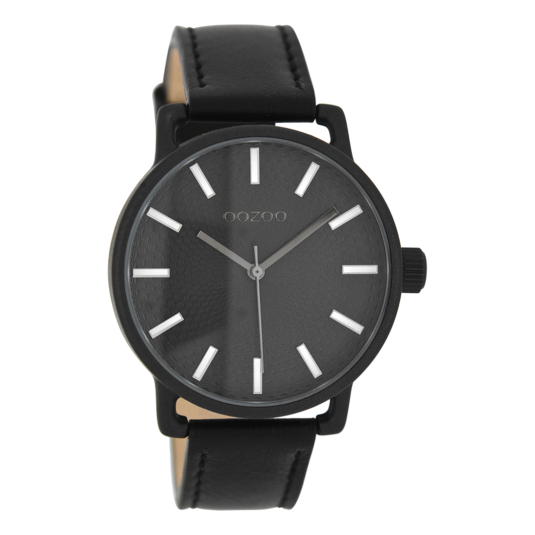 Black OOZOO watch with leather strap - C8314