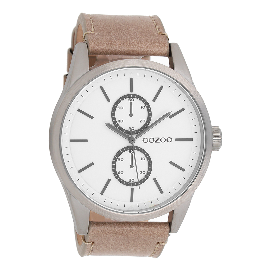 Titanium OOZOO watch with grey leather strap - C8511