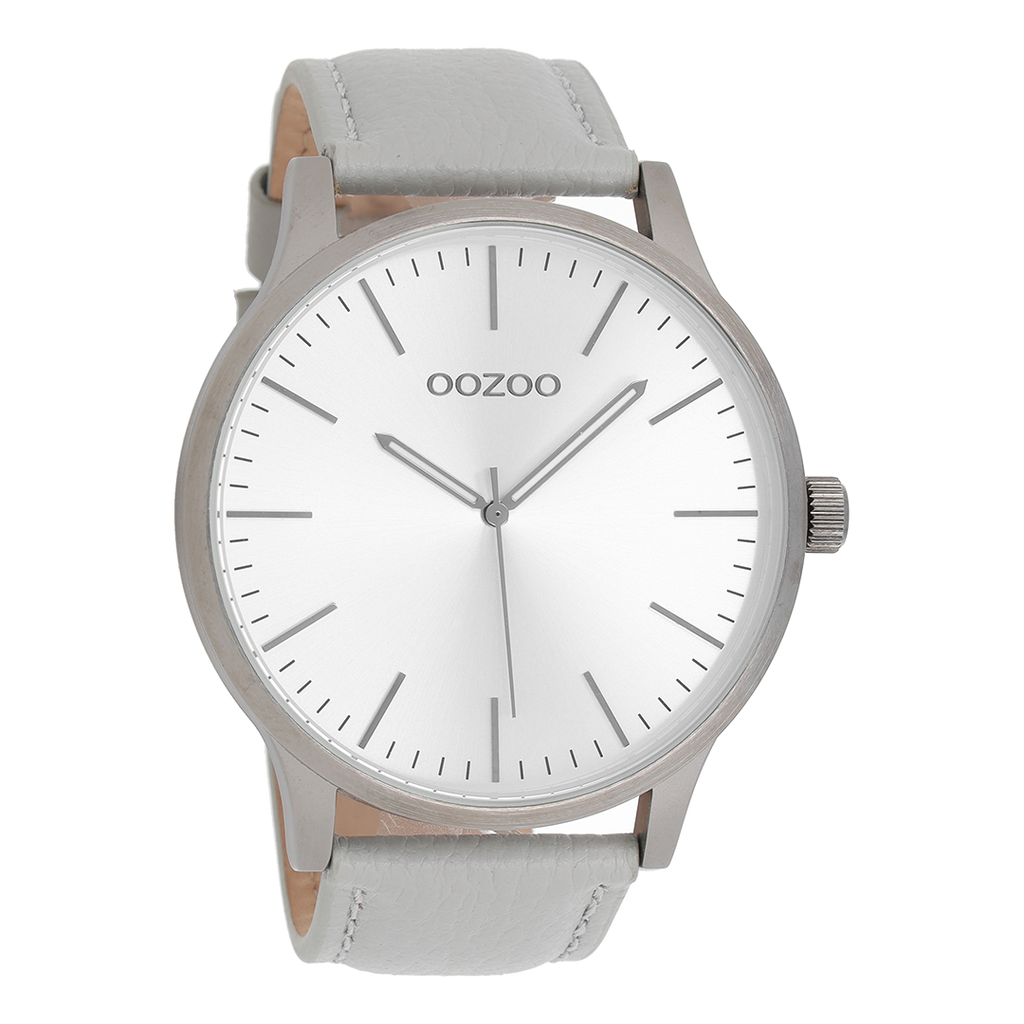 Titanium OOZOO watch with grey leather strap - C8536