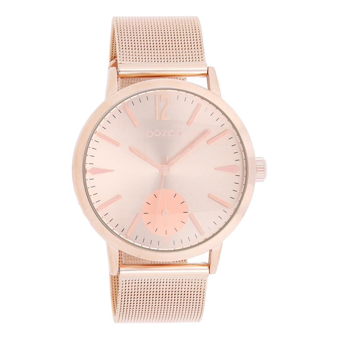 Rosé goudkleurige OOZOO horloge met metalen mesh armband - C8614