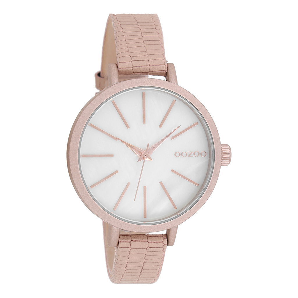 Pink grey  OOZOO watch with pink grey  leather strap - C8666