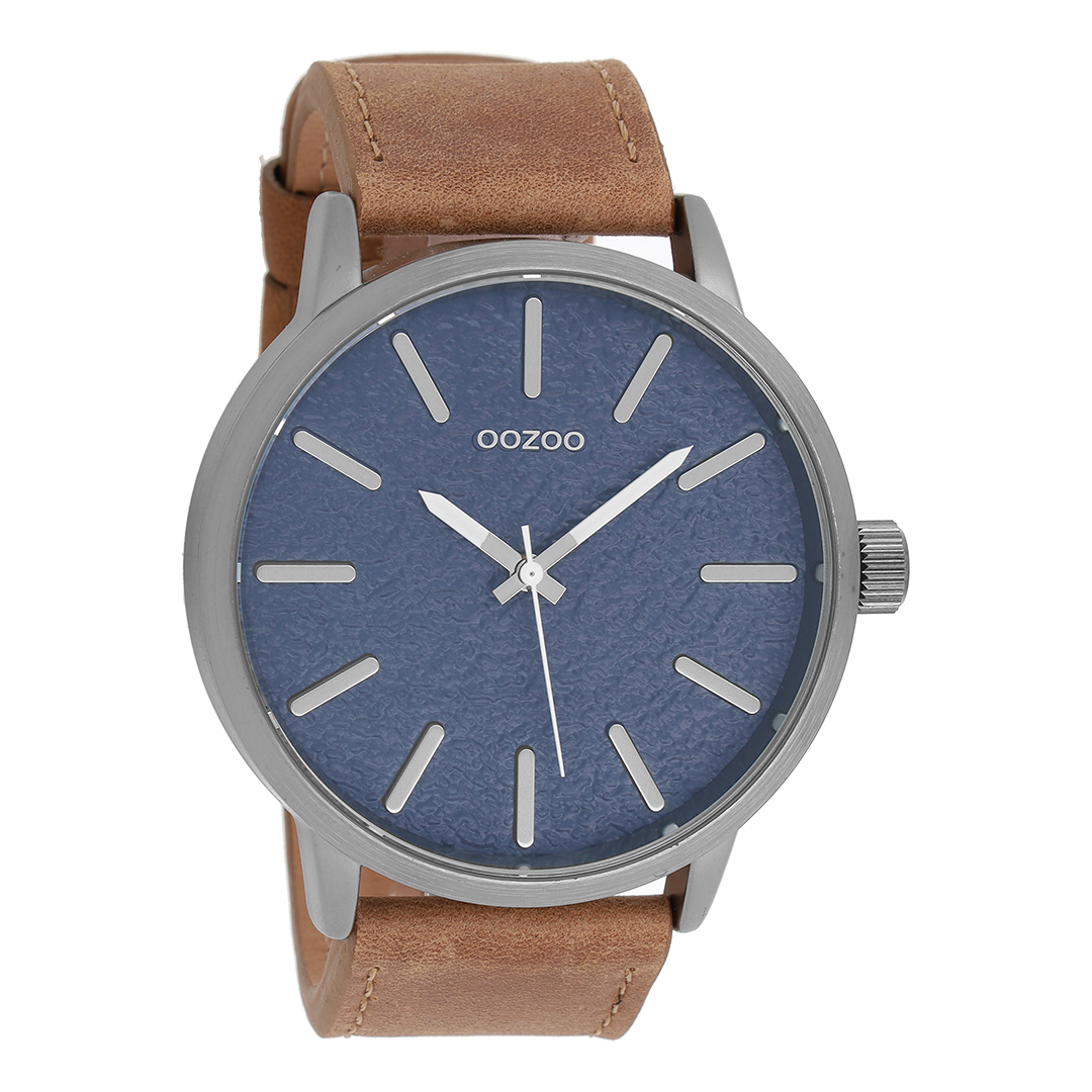 OOZOO Montre en titane avec bracelet en cuir en marron - C9026