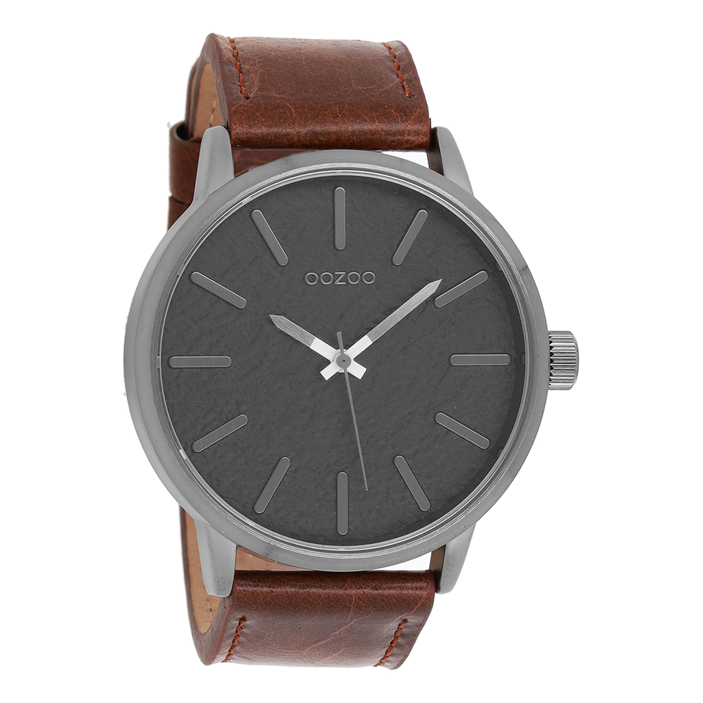 Titanium OOZOO watch with brown  leather strap - C9027