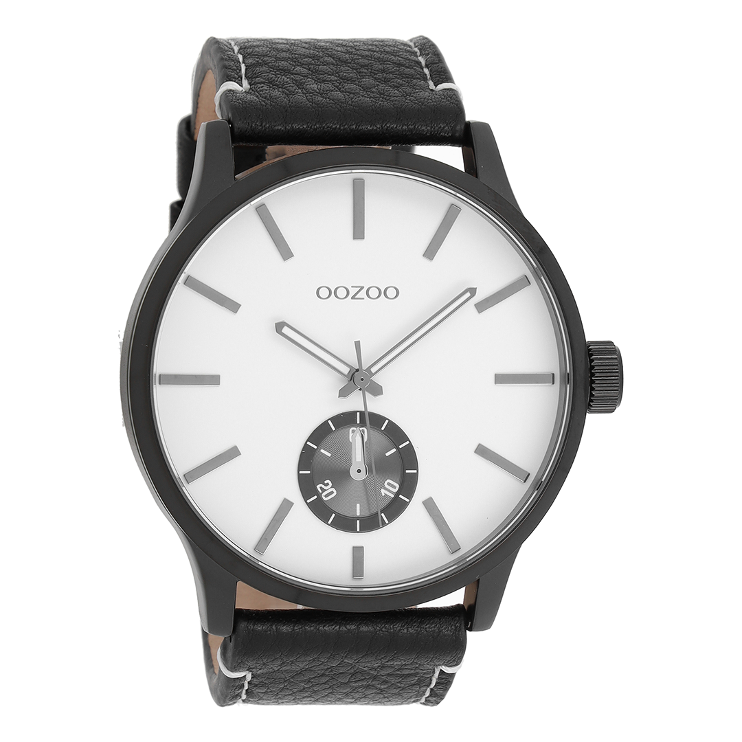 OOZOO Montre en noir avec bracelet en cuir en noir - C9038
