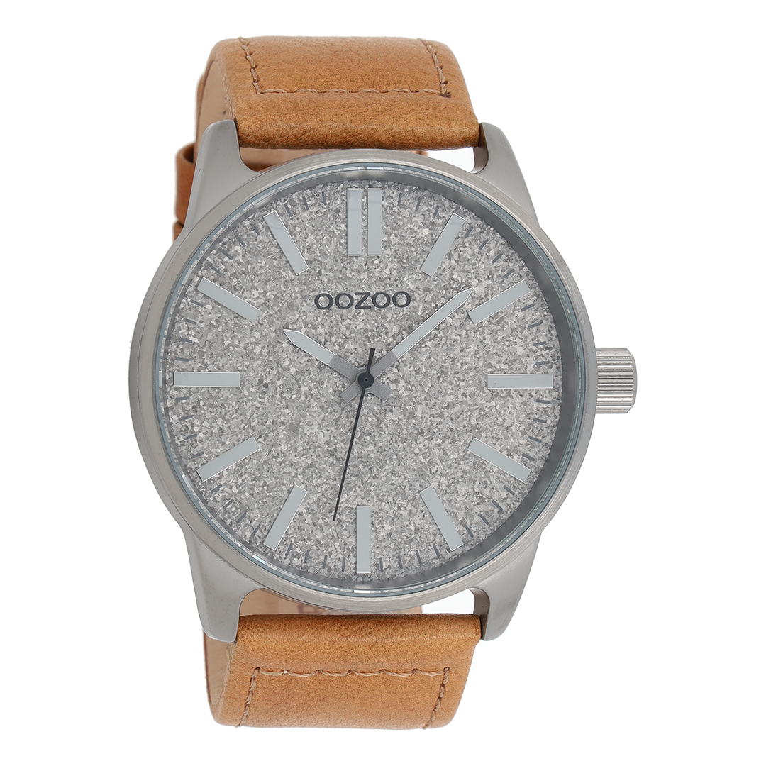 OOZOO Montre en titane avec bracelet en cuir en chameau - C9061