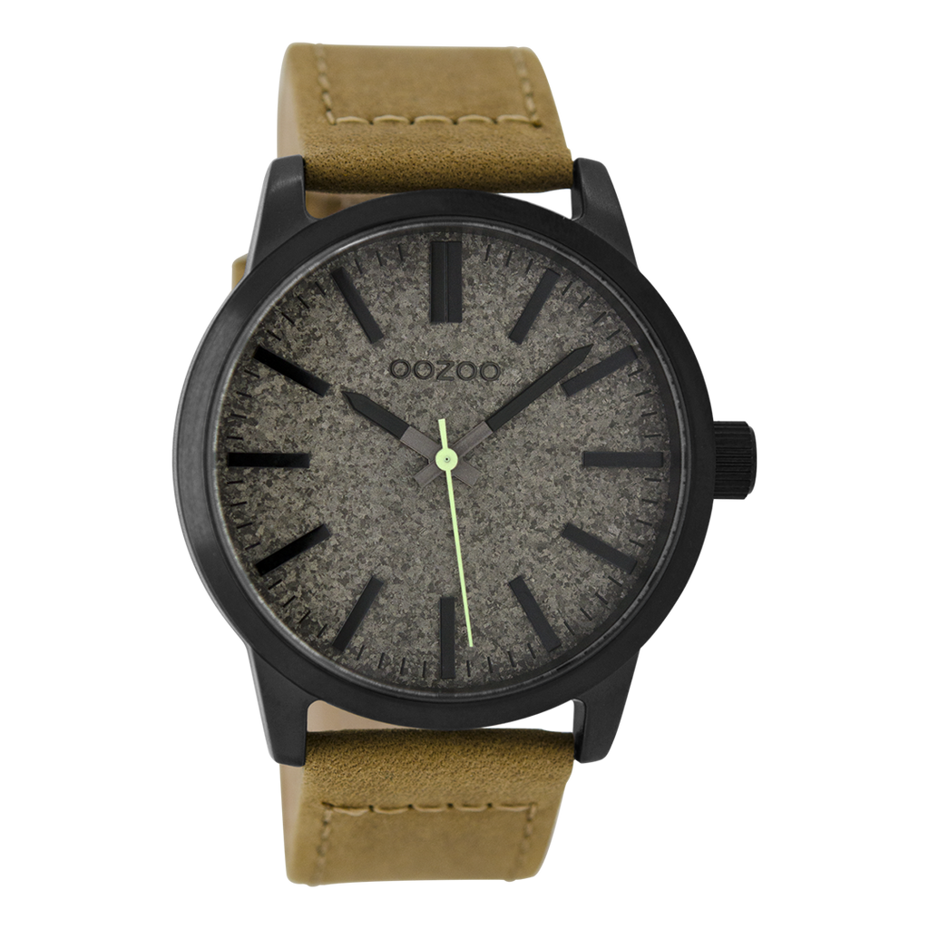 Black OOZOO watch with camel leather strap - C9067